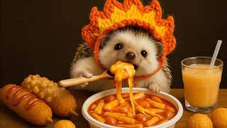 ASMR | Cute Pet Hedgehog Eating Show (2) AI