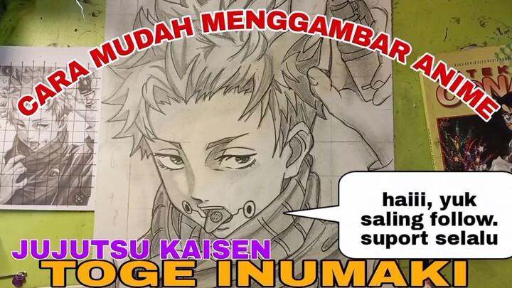 CARA MUDAH MENGGAMBAR ANIME JUJUTSU KAISEN TOGE INUMAKI