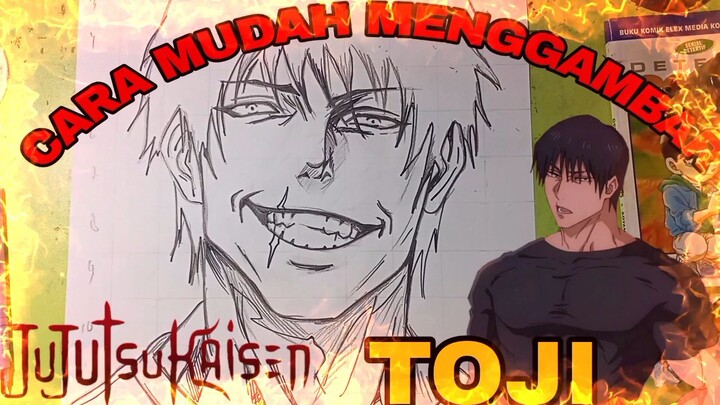 cara mudah menggambar anime jujutsu kaisen, karakter Toji