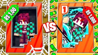 BRINQUEDO DE $1 VS BRINQUEDO DE $1000 DO TANJIRO no MINECRAFT *Kimetsu no yaiba*