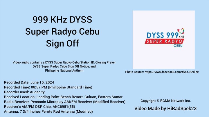 999 KHz DYSS Super Radyo Cebu Sign Off