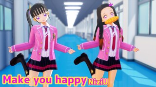 【鬼滅のMMD】ブレザー姿の禰豆子＆カナヲが「Make you happy/NiziU」のサビのダンスをちょっと踊ってみた。【鬼滅の刃】(Demon Slayer)