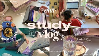 chill study vlog 🍿me vs procrastination, new desk setup, note taking + what i eat // jhs diaries 📚