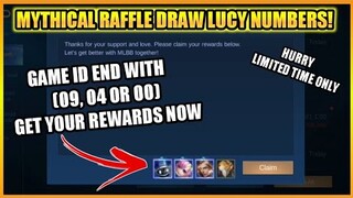 MYTHICAL RAFFLE DRAW LUCY NUMBERS (MLBB ID ENDS WITH 09, 04 OR 00) CLAIM YOUR REWARDS NOW!! MLBB