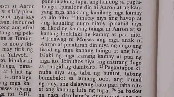 Pang Araw Araw na Talata.     Leviticus 8:22-26.