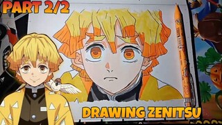 DRAWING ZENITSU AGATSUMA DARI ANIME KIMETSU NO YAIBA [PART 2/2] (COLORING)