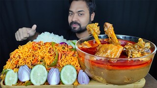 HUGE SPICY MUTTON CURRY, SCHEZWAN NOODLES, RICE, CHILI, MUTTON GRAVY MUKBANG EATING SHOW | BIG BITES