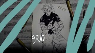 menggambar gojo dari jujutsu kaisen