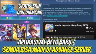 APLIKASI ML BETA BARU ! SEMUA NYA BISA LOGIN KE ADVANCE SERVER, DIAMOND GRATIS DAN SKIN GRATIS ADA