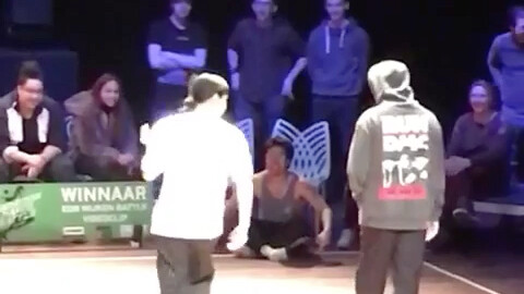 This guy exploded off the stool and fell to the ground