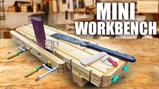 Mini Tabletop WorkBench with a Woodworking Vise and Planing Stops!