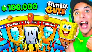 COMPRÉ al 100% las NUEVAS SKINS de BOB ESPONJA en STUMBLE GUYS! 😍