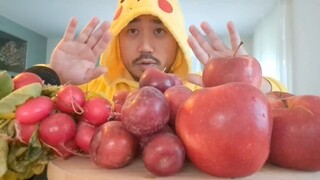 ASMR **RED FOOD** APPLES, PLUMS, RADISH 🔴🔴🔴🍎🍃