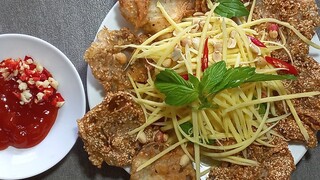 các bạn làm món soài sống nấm bào ngư chiên mè.thử nha