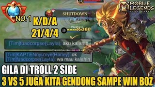Ketika Supreme 1 Sun di troll 2 offlanernya kita hajar 3 vs 5 juga ga masalah Boz