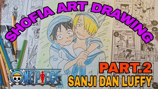 drawing anime one piece karaktersanji dan luffy part.2