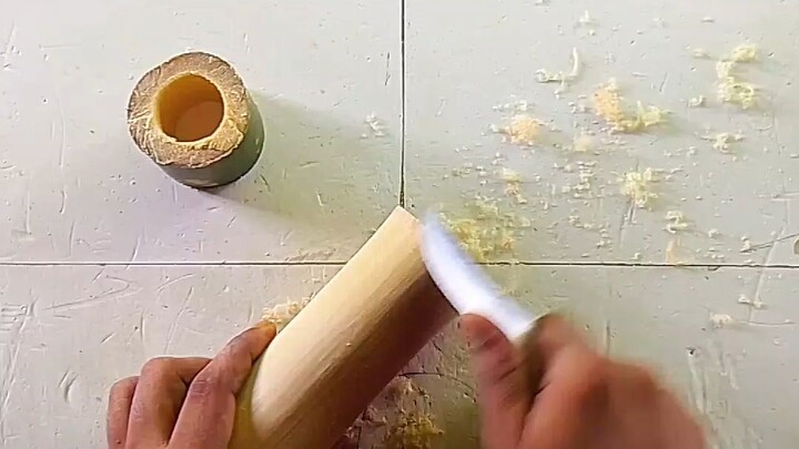 Satisfying Bamboo Scraping Process - Natural Crafting ASMR