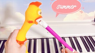 คัฟเวอร์เพลง Summer - Joe Hisaishi ด้วย slide whistle เปียโน และไก่โอ๊ก