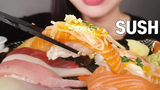 SUSHI ASMR RELAXING EATING (ไม่มีการพูดคุย)+ ซูชิเสียงจริง mukbang