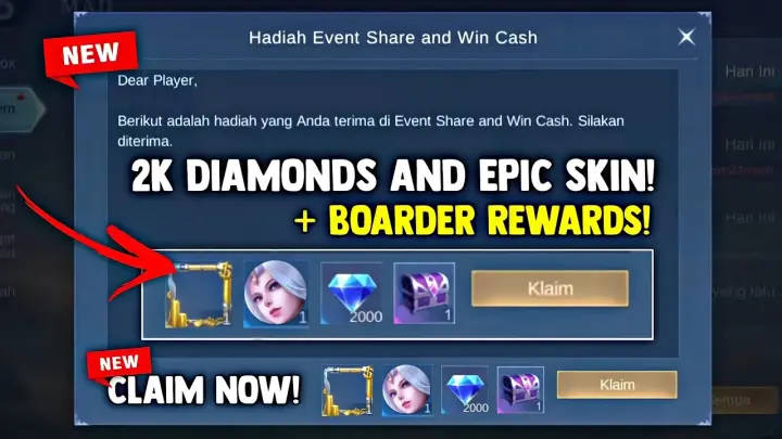 NEW! FREE 2K DIAMONDS AND EPIC SKIN + BOARDER! LEGIT! NEW EVENT! | MOBILE LEGENDS 2022