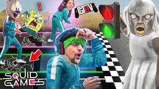 SQUID GAMES: BLIND Red Light Green Light vs. my WIFE! (FGTeeV Mobile Rip-off Challenge w/ Granny)