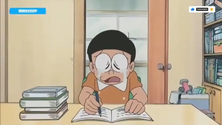 ketahuan deh kena gebuk sama emaknya nobi😂