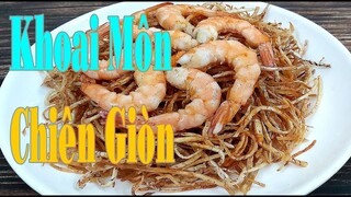 Món ăn vặt l Cách làm Khoai Môn chiền giòn sốt chua ngọt thơm ngon từng sợi của Xanh TV