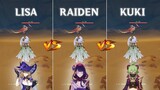 Lisa vs Raiden vs Kuki ! Best HyperBloom Team Comp for Nahida !! gameplay comparison!!