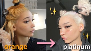 bleaching my DARK hair PLATINUM BLONDE | part 2