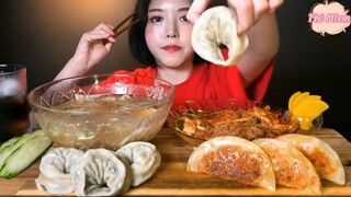 Kimchi củ cải, miến lạnh, sủi cảo kim chi, sủi cảo thịt 3 #amthuc