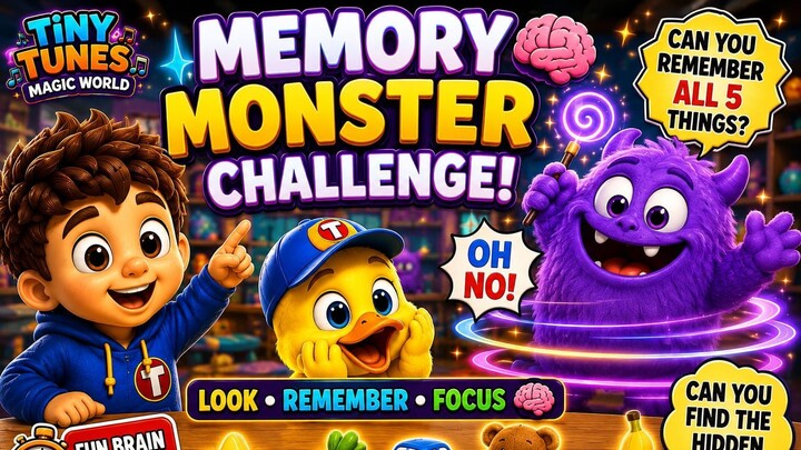 MEMORY MONSTER CHALLENGE! 🧠👀 | Can You Remember 5 Things? | Kids Learning Video