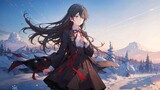 [Spring Objects/Yukinoshita Yukino/AI Painting] A girl stands under the evening snow, and you feel t