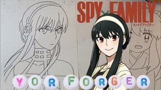 menggambar anime spy x family karakter yor forger