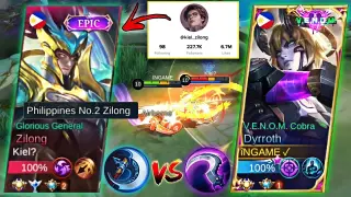 iNGAME VS TOP 2 SUPREME ZILONG IN 5 MAN HIGH RANK | WHO WILL WIN? | DYRROTH TOP 1 GLOBAL BEST BUILD
