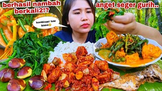 MASAK LANGSUNG MAKAN GULAI SAYUR IKAN ASIN PEDA LALAPAN MENTAH JENGKOL TUA DAUN PEPAYA SAMBEL