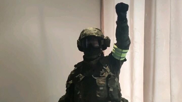 The little green man dancing with joy after liberating California together with PLA