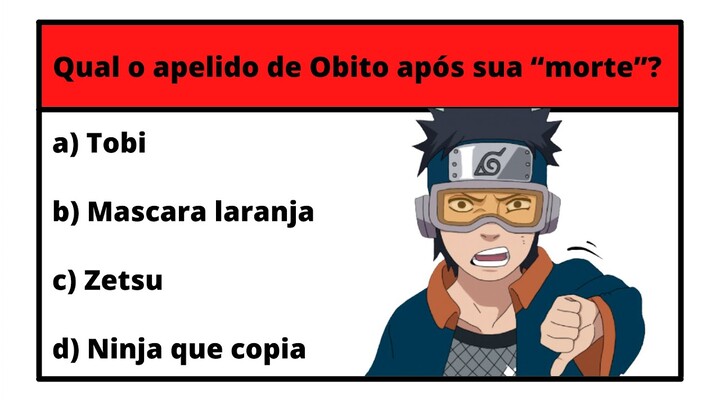 QUIZ OBITO UCHIHA | 10 PERGUNTAS QUE VÃO TESTAR SEU CONHECIMENTO SOBRE OBITO UCHIHA | PARTE 74