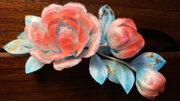 【มรดกทางวัฒนธรรมที่ไม่ใช่วัตถุ ดอกขนปุย】ดอกขนปุยสีฟ้าอมชมพู – ร้านแถมด้ายสีน้ำเงินมาให้ พอจับคู่แล้ว