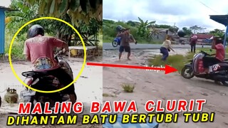 MALING BERCLURIT KENA KARMA !! Detik detik Maling apes dikepung warga Lalu Dihantam Helm dan batu