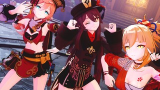 Genshin Impact /MMD/4K-Hu Tao × Xiao Gong × Yan Fei - gadis api yang antusias dan bersemangat