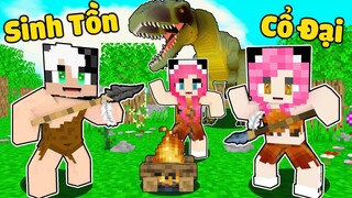 MỀU THỬ THÁCH 24 GIỜ SINH TỒN CỔ ĐẠI TRONG MINECRAFT*1 NGÀY REDHOOD TRỞ VỀ KỶ NGUYÊN KHỦNG LONG MCPE