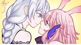 [Honkai Impact 3 tulisan tangan] Air liur dari ciuman antara Kallen dan Yae Sakura