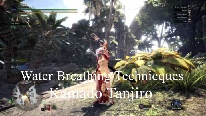 Monster Hunter World Iceborne - Tanjiro Water Breathing Techniques Destroy Jagras And Deviljho