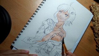 Cara menggambar Araragi Tsukihi versi hot 😍✨