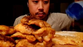 ASMR OVEN BAKED CHICKEN THIGHS & PANCAKES - Eating Sounds