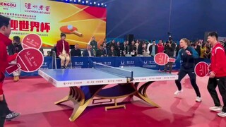 【马龙x陈梦】20231202成都混团世界杯赛前混双活动：龙跟安东妹配，梦姐跟韩林配，超大球拍快乐乒乓，爱看多发点