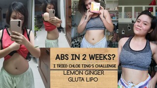 ABS in 2 weeks? I tried chloe ting's challenge + Lemon and Ginger water and Gluta lipo!