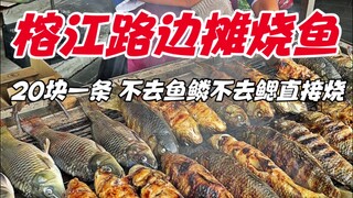 Grilled fish at a roadside stall in Rongjiang, Guizhou, 20 yuan per piece, grilled without removing 