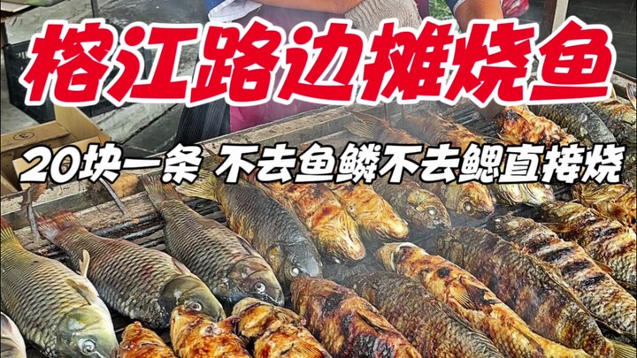 贵州榕江路边摊烧鱼，20块一条，不去鱼鳞不去腮直接烧