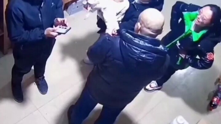 The child got smacked by his grandpa, and the dad instinctively tried to stand up for his kid—but en